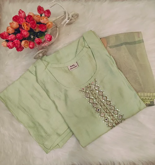 PISTA GREEN PREMIUM KURTI SET KS12